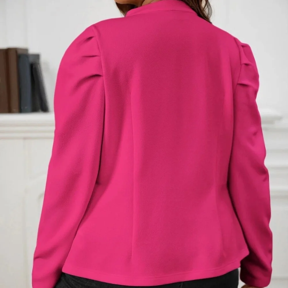 Plus Open Front Button Detail Jacket Blazer - Picture 7 of 10